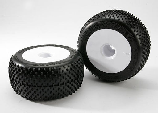 Traxxas 5375R - Tires & Wheels Assembled Glued (White Dished 3.8" Whe - Hobby City NZ