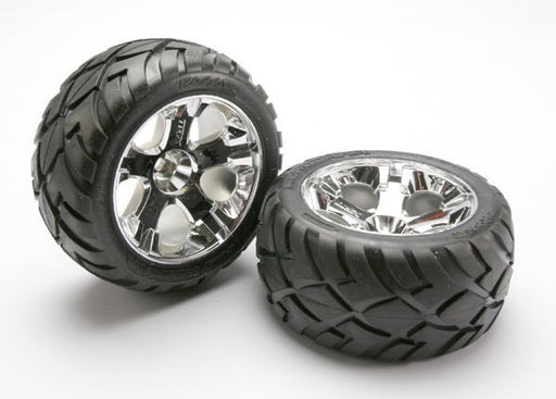 Traxxas 5576R - Tires & Wheels Assembled Glued (All-Star Chrome Wheel - Hobby City NZ