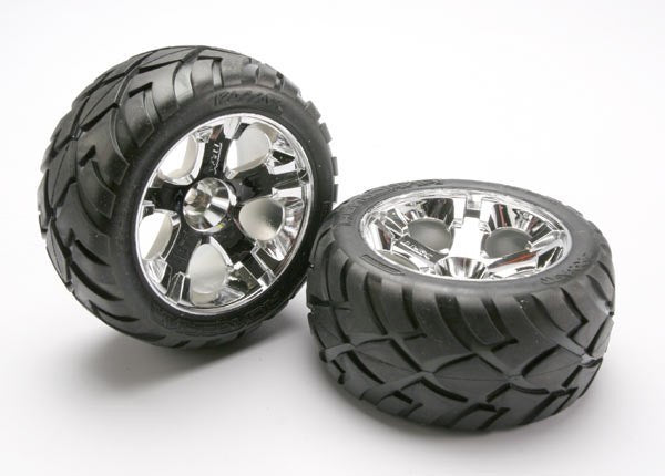 Traxxas 5576R - Tires & Wheels Assembled Glued (All-Star Chrome Wheel (769262714929)