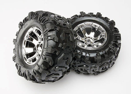 Traxxas 5673 - Tires & Wheels Assembled Glued (Geode Chrome Wheels - Hobby City NZ
