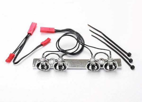 Traxxas 5684 - LED light bar (chrome) (fits Summit roll cage)/ light harness (4 clear lights)/ harness adapter - Hobby City NZ