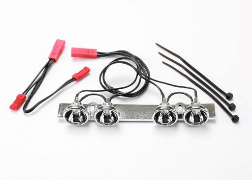 Traxxas 5684 - LED light bar (chrome) (fits Summit roll cage)/ light harness (4 clear lights)/ harness adapter - Hobby City NZ