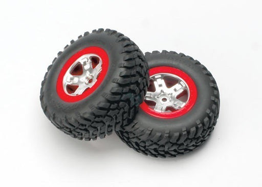 Traxxas 5873A - Tires & Wheels Assembled Glued (Sct Satin Chrome Red (7622654263533)