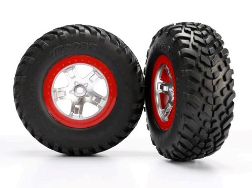 Traxxas 5873R - Tires & wheels assembled glued SCT satin red beadlock wheels (2) (2WD r 4WD f/r) (8338403557613)