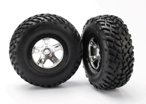 Traxxas 5873X - Tires & wheels assembled glued SCT satin black beadlock wheels (4WD f/r 2WD rear) (8338403623149)