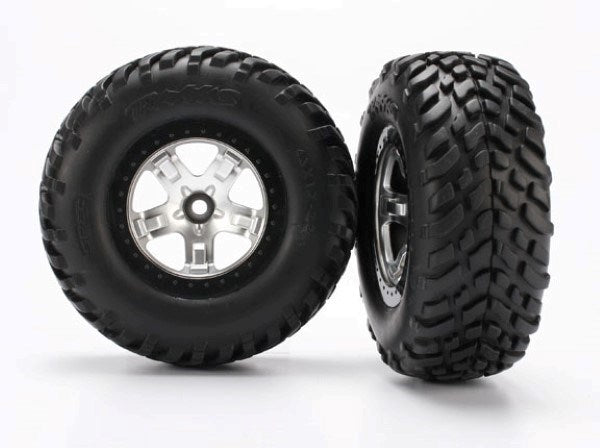 Traxxas 5875X - Tires & wheels assembled glued SCT satin black beadlock wheels (2WD f)