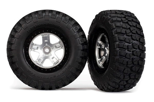 Traxxas 5878 - Tires & wheels assembled glued SCT satin black beadlock wheels (2)(4WD f/r 2WD rear) (7540669120749)