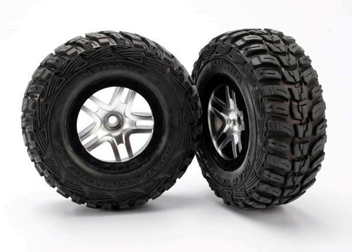 Traxxas 5882R - Tires & wheels assembled glued SCT chrome black beadlock wheels (2) (2WD front) (7813461573869)