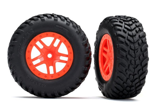 Traxxas 5892 SCT Split-Spoke orange wheels SCT off-road racing tires foam inserts) (2) (8338404409581)