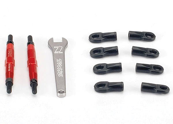 Traxxas 5938R - Toe links Slayer (Tubes 7075-T6 aluminum red) (74mm fits front or rear) (2)/ rod ends rear (4)/ rod ends front (4)/ wrench (1)