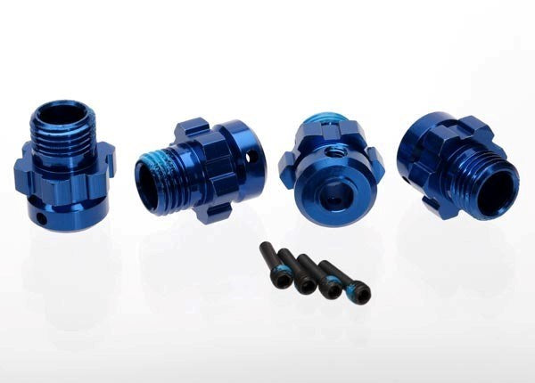 Traxxas 6469 - Wheel hub splined 17mm 6061-T6 aluminum (blue-anodized) (4)/ screw pin 4x13mm (with threadlock) (4) (for 6mm axles)