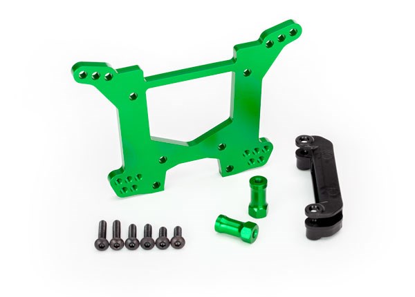 Traxxas 6738G Shock tower rear 7075-T6 aluminum (green-anodized) (1)/ body mount bracket (1) - Hobby City NZ