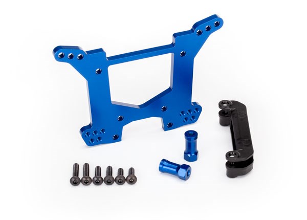 Traxxas 6738X Shock tower rear 7075-T6 aluminum (blue-anodized) (1)/ body mount bracket (1) - Hobby City NZ