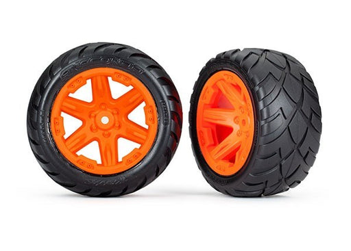 Traxxas 6768A Tires & wheels assembled glued 2.8" Anaconda Tires Orange (7546288701677)