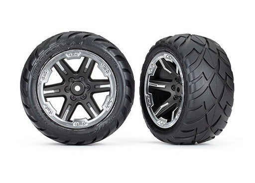 Traxxas 6768X - Tires & wheels assembled glued (2.8") (RXT black & chrome wheels (2WD r) (2) (6612269105201)