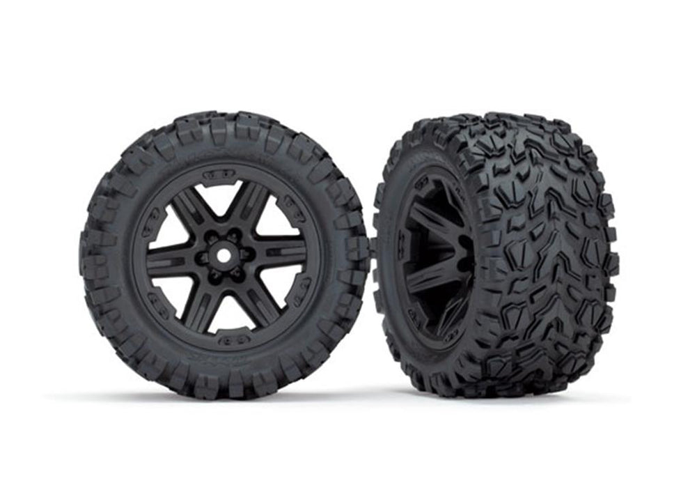 Traxxas 6773 - 2.8' RXT black wheels Talon Extreme tires (2) (7540689862893)