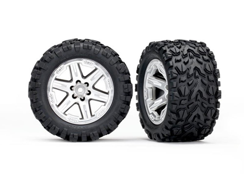 Traxxas 6774R - 2.8' RXT satin chrome wheels Talon Extreme tires foam inserts (2) - Hobby City NZ