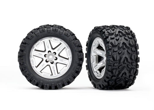 Traxxas 6774R - 2.8' RXT satin chrome wheels Talon Extreme tires foam inserts (2) - Hobby City NZ