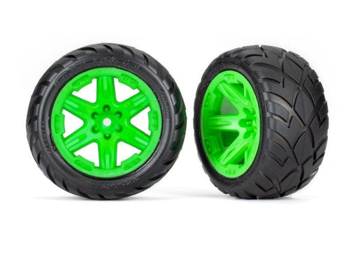 Traxxas 6775G Tires & wheels assembled glued 2.8" Anaconda Tires Green - Hobby City NZ
