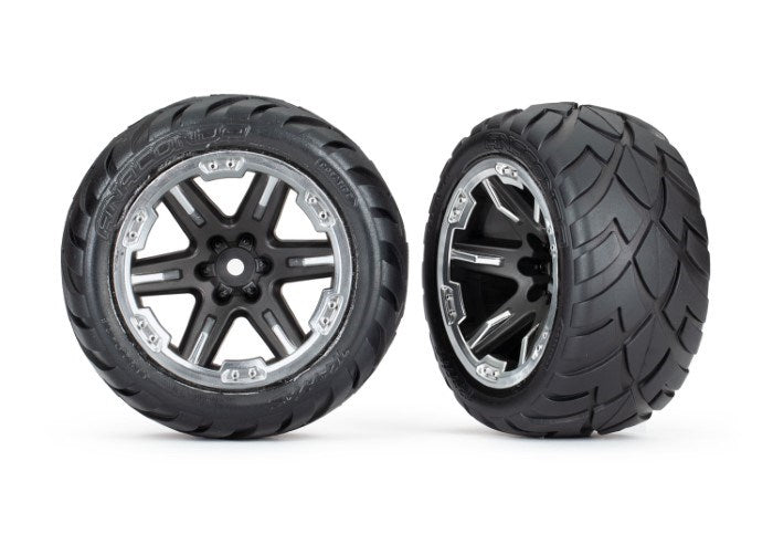 Traxxas 6775X Tires & wheels assembled glued 2.8" Anaconda tires Black and Chrome - Hobby City NZ