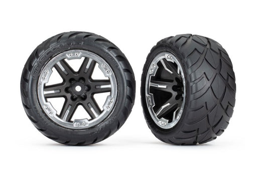 Traxxas 6775X Tires & wheels assembled glued 2.8" Anaconda tires Black and Chrome (7813467209965)