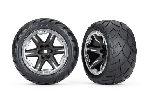 Traxxas 6775X Tires & wheels assembled glued 2.8" Anaconda tires Black and Chrome - Hobby City NZ