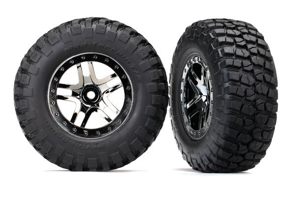 Traxxas 6873T SCT Split-Spoke black chrome beadlock style wheels BFGoodrich Mud-Terrain (8338404475117)