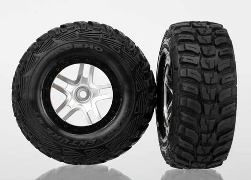 Traxxas 6874R - Tires & wheels assembled glued SCT chrome black beadlock (2) (4WD f/r 2WD rear) (769274773553)
