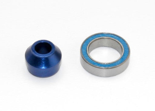 Traxxas 6893X - Bearing adapter 6160-T6 aluminum (blue-anodized) (1)/10x15x4mm ball bearing (blue rubber sealed) (1) (for slipper shaft) (7540682653933)
