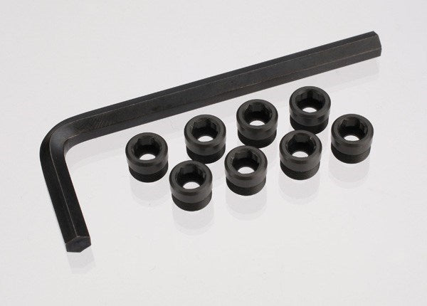 Traxxas 7033X - Aluminum caps pivot ball (threaded aluminum hard-anodized with PTFE-coating) (8)/ hex wrench 5mm - Hobby City NZ