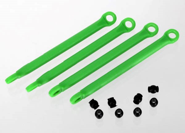 Traxxas 7118G - Push rod (molded composite) (green) (4)/ hollow balls (8) (769278476337)