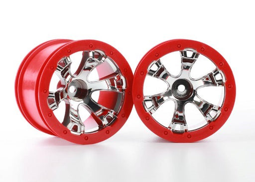 Traxxas 7271 - Wheels Geode 2.2" (chrome red beadlock style) (12mm hex) (2) (769131216945)