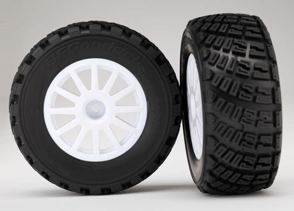 Traxxas 7473 - Tires & Wheels Assembled Glued (white wheels gravel pattern tires foam inserts) (2) (TSM rated)