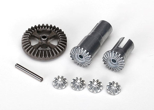 Traxxas 7579X - Gear set differential metal (output gears (2)/ spider gears (4)/ ring gear 35T (1)/ 2x14.8mm pin (1)) (7540683309293)