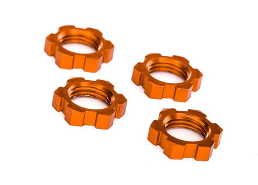TRAXXAS 7758T Wheel nuts splined 17mm serrated (orange-anodized) (4) (8120447959277)