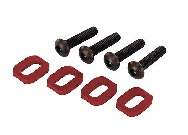 Traxxas 7759R - Washers motor mount aluminum (red-anodized) (4)/ 4x18mm BCS (4)