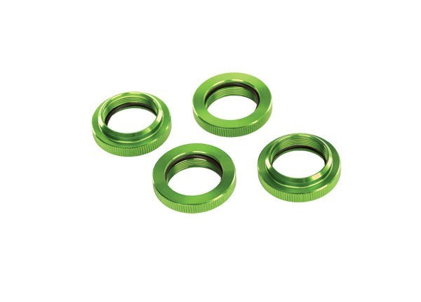 Traxxas 7767G - Spring retainer (adjuster) green-anodized aluminum GTX shocks (4) (assembled with o-ring) (769285324849)