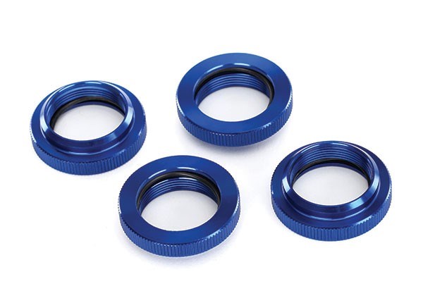 Traxxas 7767 - Spring retainer (adjuster) blue-anodized aluminum GTX shocks (4) (assembled with o-ring) (769138262065)