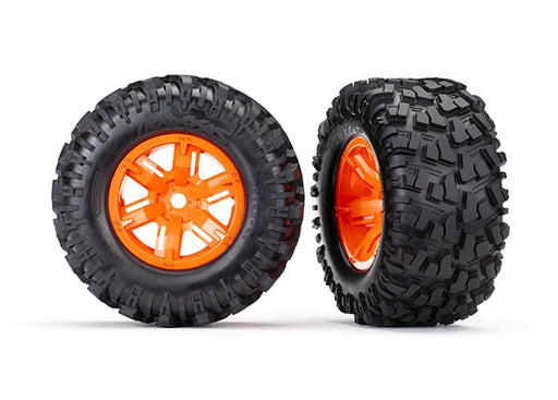 Traxxas 7772T X-Maxx orange wheels Maxx AT tires (2) (7637915140333)