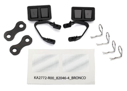 Traxxas 8073 - Mirrors side black (left & right)/ retainers (2)/ body clips (4) (fits #8010 body) (789137195057)