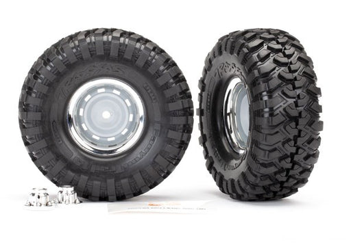 Traxxas 8166 1.9' chrome wheels Canyon Trail tires (requires #8255A extended stub axle) (7650718712045)