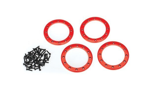 Traxxas 8168R - Beadlock Rings Red (2.2') (Aluminum) (4)/ 2X10 Cs (48) (789121531953)