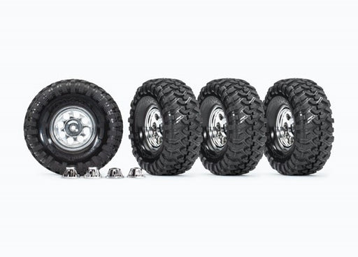 Traxxas 8183X Tires and wheels assembled glued (1.9' classic chrome wheels Canyon Trail) (4) (8120451039469)
