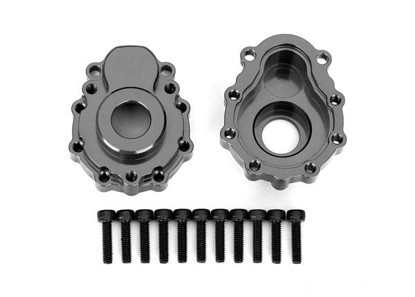 Traxxas 8251A Portal housings outer 6061-T6 aluminum (charcoal gray-anodized) (2)/ 2.5x10 CS (12)