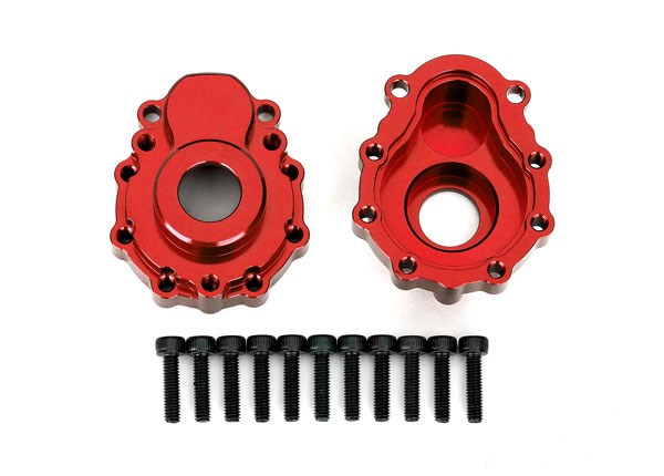 Traxxas 8251R Portal housings outer 6061-T6 aluminum (red-anodized) (2)/ 2.5x10 CS (12)