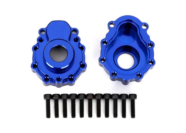Traxxas 8251X Portal housings outer 6061-T6 aluminum (blue-anodized) (2)/ 2.5x10 CS (12)