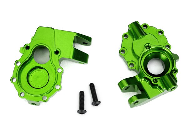 Traxxas 8252G Portal housings inner (front) 6061-T6 aluminum (green-anodized) (2)/ 3x12 BCS (2)