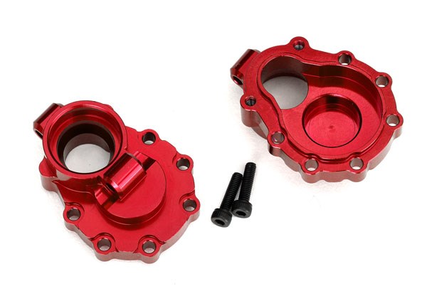Traxxas 8253R Portal housings inner (rear) 6061-T6 aluminum (red-anodized) (2)/ 2.5x10 CS (2)
