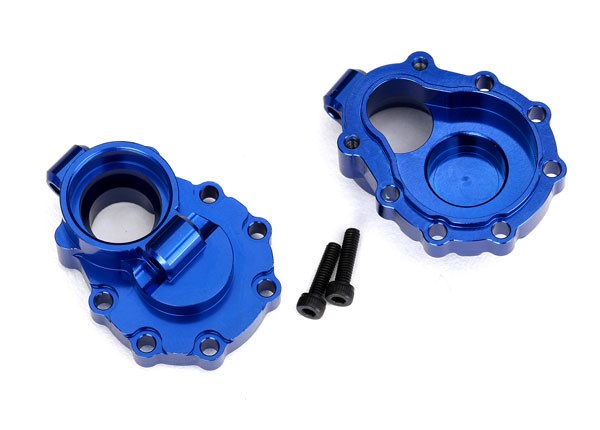 Traxxas 8253X Portal housings inner (rear) 6061-T6 aluminum (blue-anodized) (2)/ 2.5x10 CS (2)