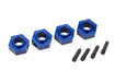 Traxxas 8269X Wheel hubs 12mm hex 6061-T6 aluminum (blue-anodized) (4)/ screw pin (4) (7650719957229)